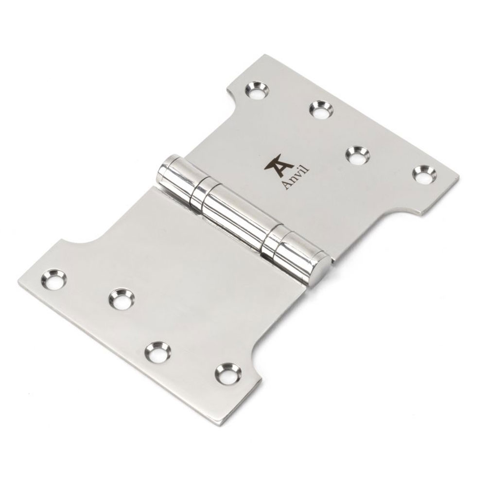 From the Anvil 4 Inch (102mm x 152mm) Parliament Hinge (Sold in Pairs) - Polished Stainless Steel